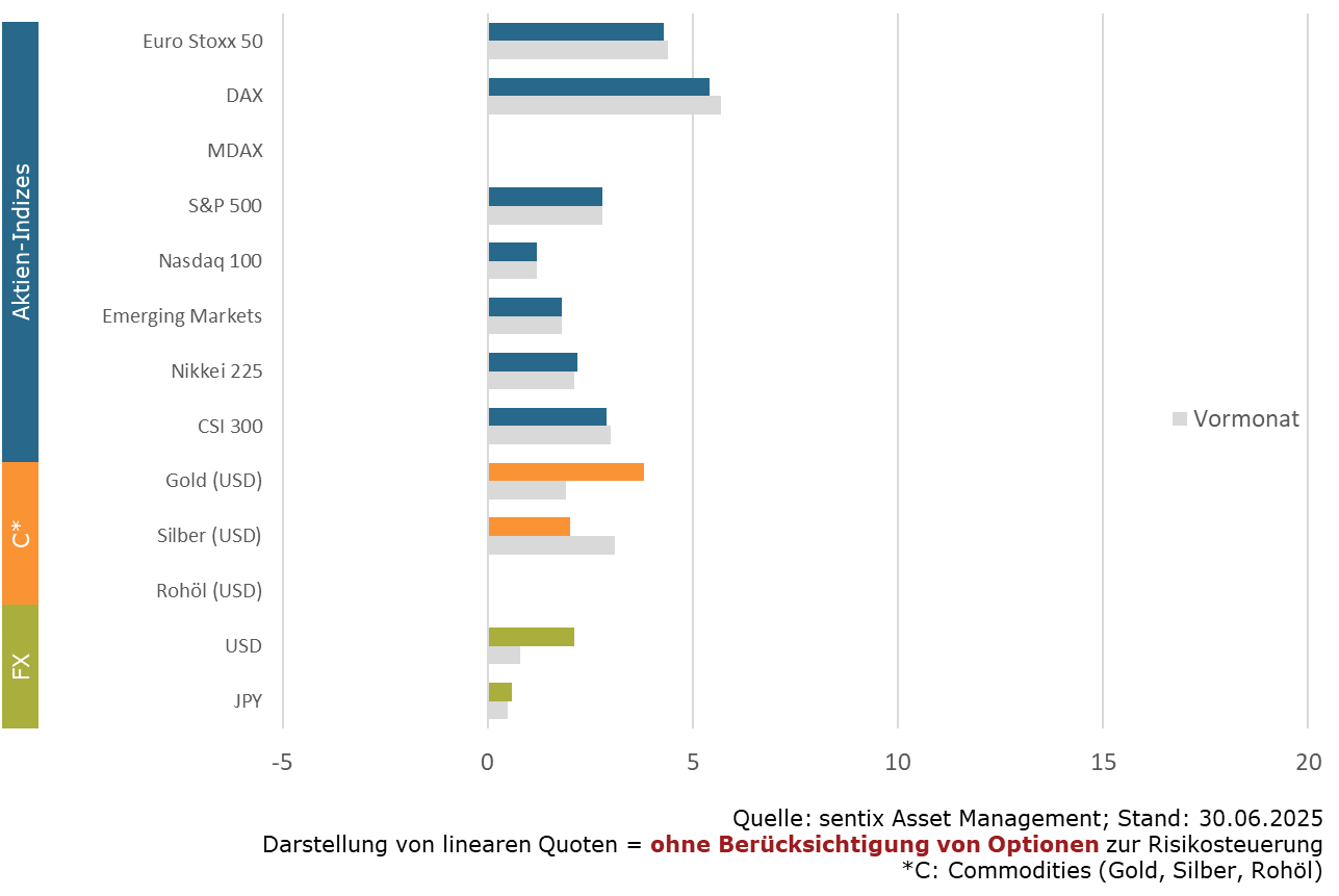 Aktuelle Positionierung im Detail (sentix Risk Return -M-)